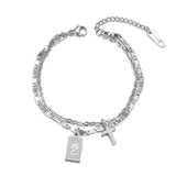 Double Layer Retro Cross Charm Bracelet Elizabeth Coin Jewelry