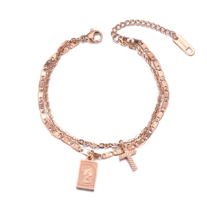 Double Layer Retro Cross Charm Bracelet Elizabeth Coin Jewelry