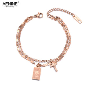 Double Layer Retro Cross Charm Bracelet Elizabeth Coin Jewelry