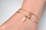 Double Layer Retro Cross Charm Bracelet Elizabeth Coin Jewelry