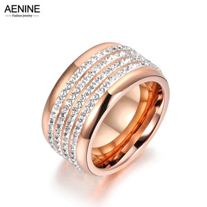 Black/Clear CZ Crystal Wedding Rings Stainless Steel AR18036