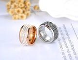 Black/Clear CZ Crystal Wedding Rings Stainless Steel AR18036