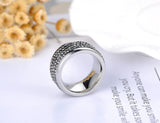 Black/Clear CZ Crystal Wedding Rings Stainless Steel AR18036