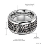 Black/Clear CZ Crystal Wedding Rings Stainless Steel AR18036