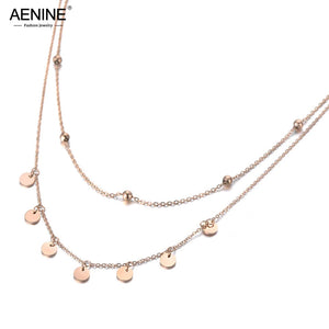 Bohemia Titanium Steel Double Layer Charm Choker Necklace