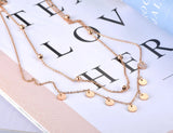 Bohemia Titanium Steel Double Layer Charm Choker Necklace