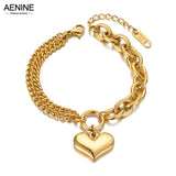 Stainless Steel Heart Charm Bracelet Women Girls Boho Party Jewelry