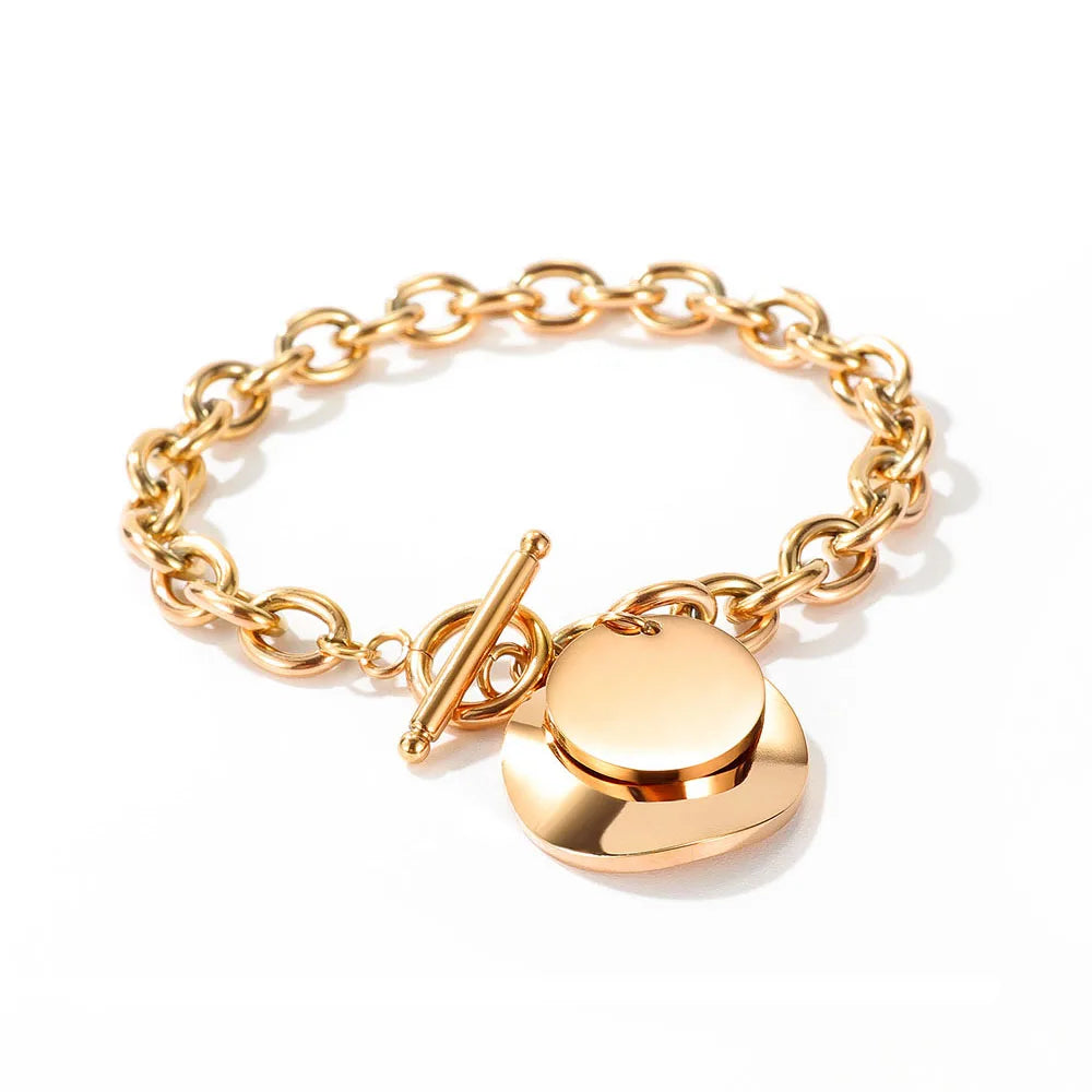 Bohemia Stainless Steel Love Circle Charm Bracelet
