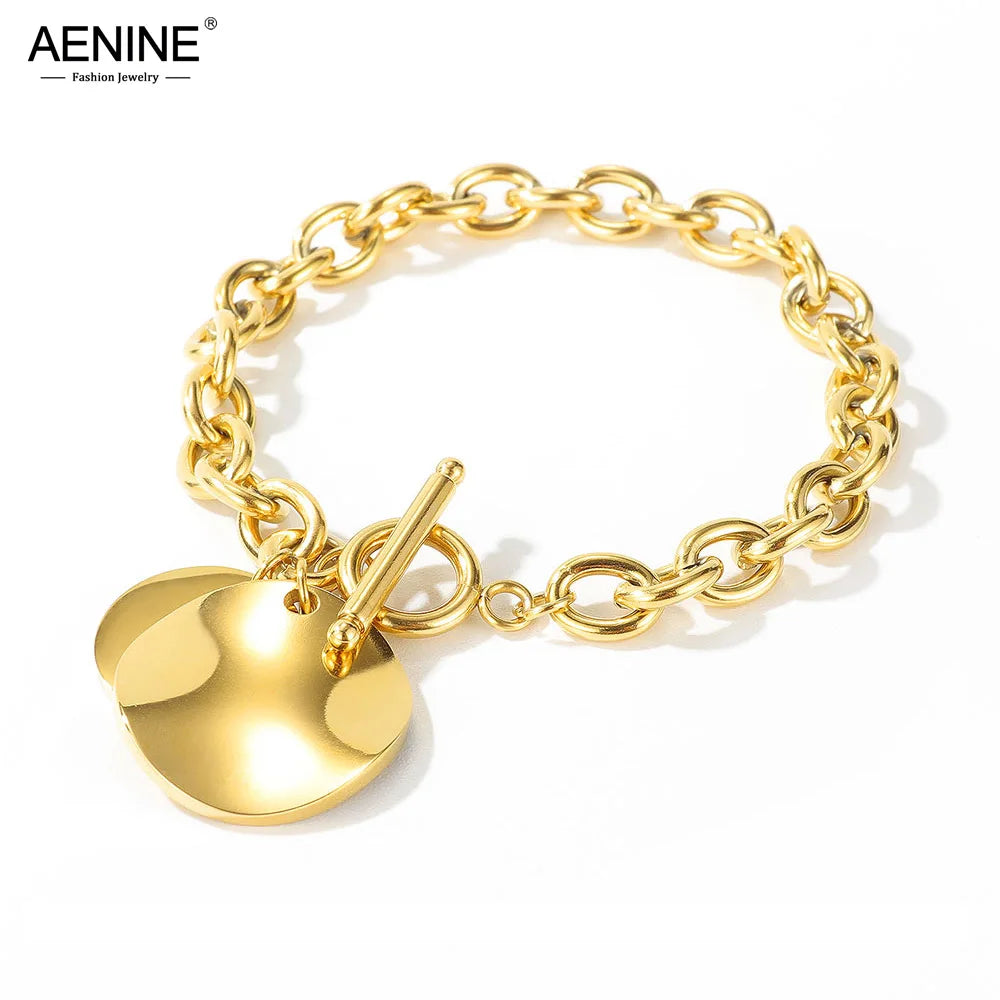 Bohemia Stainless Steel Love Circle Charm Bracelet