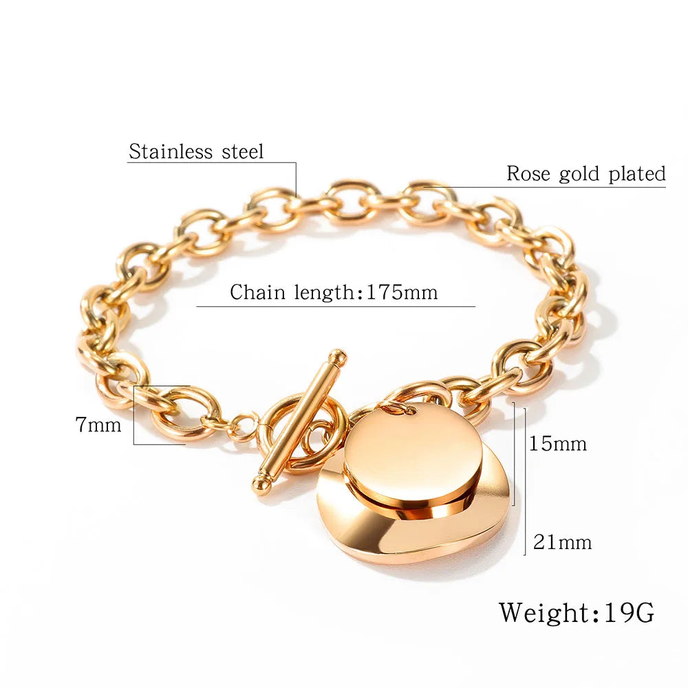 Bohemia Stainless Steel Love Circle Charm Bracelet