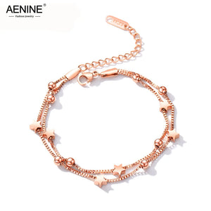 Double Layer Stainless Steel Star Ball Chain Bracelet