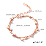 Double Layer Stainless Steel Star Ball Chain Bracelet