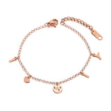 Titanium Stainless Steel I Love You Charm Bracelet