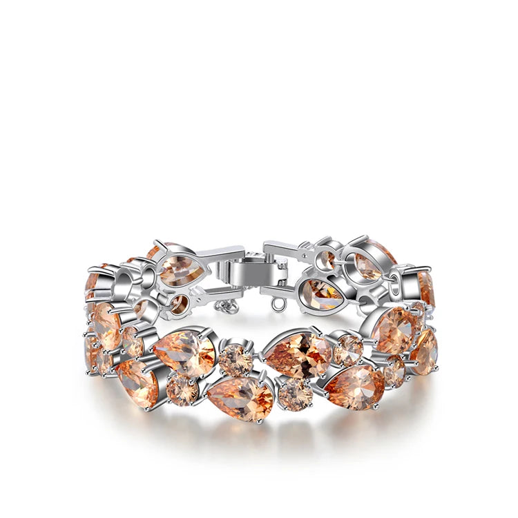 Double Row CZ Stone Bangles Bracelets Classic Jewelry Gift Armbanden B15029