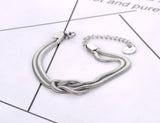 Stainless Steel Snake Chain Bracelets with Geometric Knot Charm