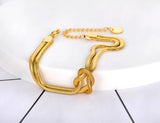 Stainless Steel Snake Chain Bracelets with Geometric Knot Charm