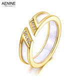 Ceramic Ring Jewelry CZ Crystal Wedding Engagement Ring AR21034