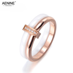 Titanium Stainless Steel CZ Crystal Ceramic Wedding Rings AR17047