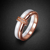 Titanium Stainless Steel CZ Crystal Ceramic Wedding Rings AR17047