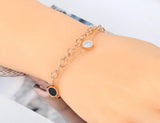 Punk Double Layer Stainless Steel Round Acrylic Shell Charm Bracelets AB20030