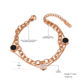 Punk Double Layer Stainless Steel Round Acrylic Shell Charm Bracelets AB20030