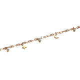 Rose Anklet Star Moon CZ Stone Charm Stainless Steel Holiday Jewelry