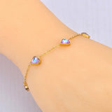 Heart Chain Bracelet 18K Plated Stainless Steel Charm Jewelry