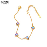 Heart Chain Bracelet 18K Plated Stainless Steel Charm Jewelry
