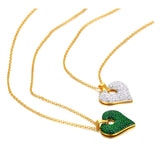 Rhinestone Heart Pendant Necklace Stainless Steel Choker