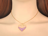 Rhinestone Heart Pendant Necklace Stainless Steel Choker