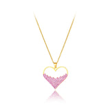 Rhinestone Heart Pendant Necklace Stainless Steel Choker