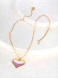 Rhinestone Heart Pendant Necklace Stainless Steel Choker