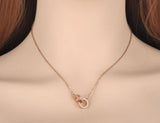 Double Circle Roman Numerals Pendant Necklace for Women