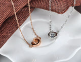 Double Circle Roman Numerals Pendant Necklace for Women
