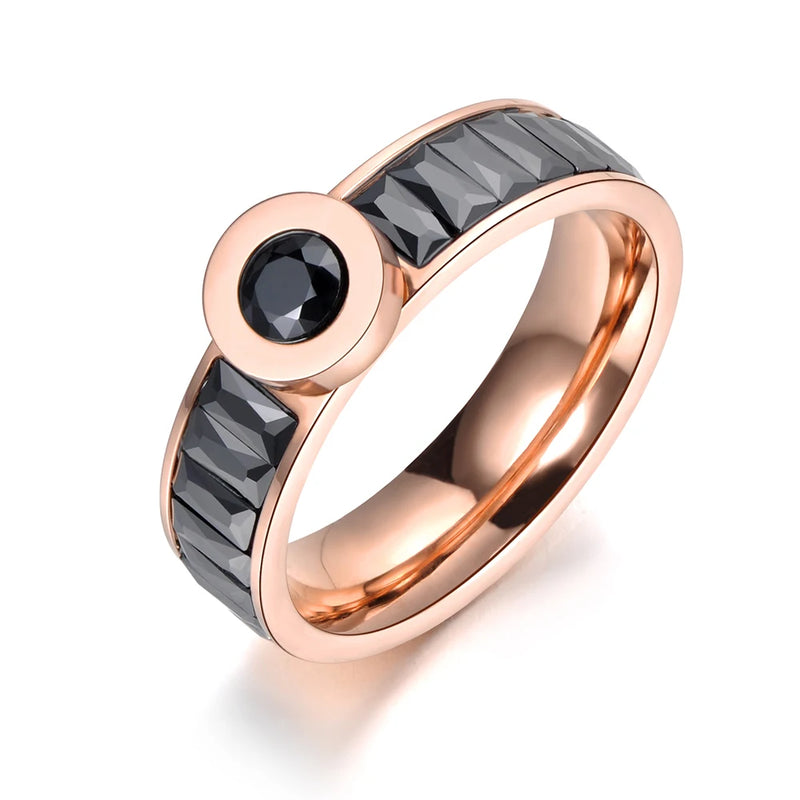 Stainless Steel Rhinestone Engagement Ring