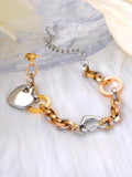 Three Heart Charm Bracelets Geometric Chain Link Bracelet