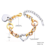 Three Heart Charm Bracelets Geometric Chain Link Bracelet