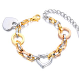 Three Heart Charm Bracelets Geometric Chain Link Bracelet