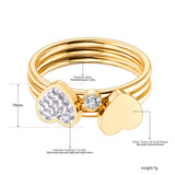 Mosaic CZ Crystal Heart Ring Stainless Steel Wedding Engagement AR21032