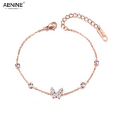Bohemia Butterfly Charm Girl's Bracelet Stainless Steel CZ Link Chain Bracelet