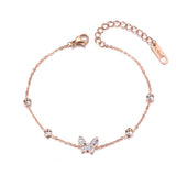 Bohemia Butterfly Charm Girl's Bracelet Stainless Steel CZ Link Chain Bracelet