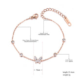 Bohemia Butterfly Charm Girl's Bracelet Stainless Steel CZ Link Chain Bracelet