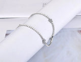 Rhinestone Star Charm Bracelet Stainless Steel CZ Link Chain