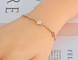 Rhinestone Star Charm Bracelet Stainless Steel CZ Link Chain