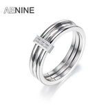 Mosaic CZ Crystal Rose Engagement Ring Stainless Steel Wedding Band AR18001