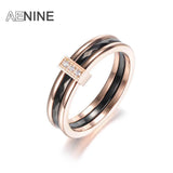 Mosaic CZ Crystal Rose Engagement Ring Stainless Steel Wedding Band AR18001