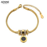 Stainless Steel CZ Charm Bracelet Boho Roman Numeral Chain Link AB21067