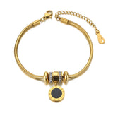 Stainless Steel CZ Charm Bracelet Boho Roman Numeral Chain Link AB21067