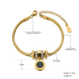Stainless Steel CZ Charm Bracelet Boho Roman Numeral Chain Link AB21067