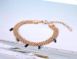 Titanium Steel Chain & Link Bracelet CZ Crystal Charm Bohemia AB20060